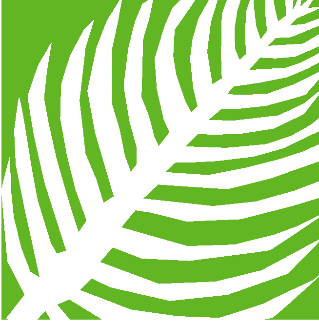 green graphic of palm leaves